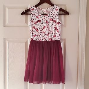 Girls Burgundy Unicorn Dress Size 6X